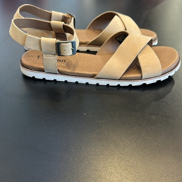 L.L. Bean Women’s LAKEWASHED Leather Tan Strappy Sandals Size 10M - Picture 4 of 11